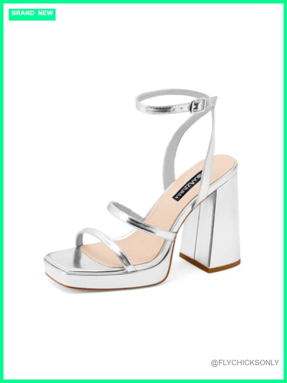 Platform Chunky Heeled Sandals Square Open Toe Adjustable Ankle Strap Faux